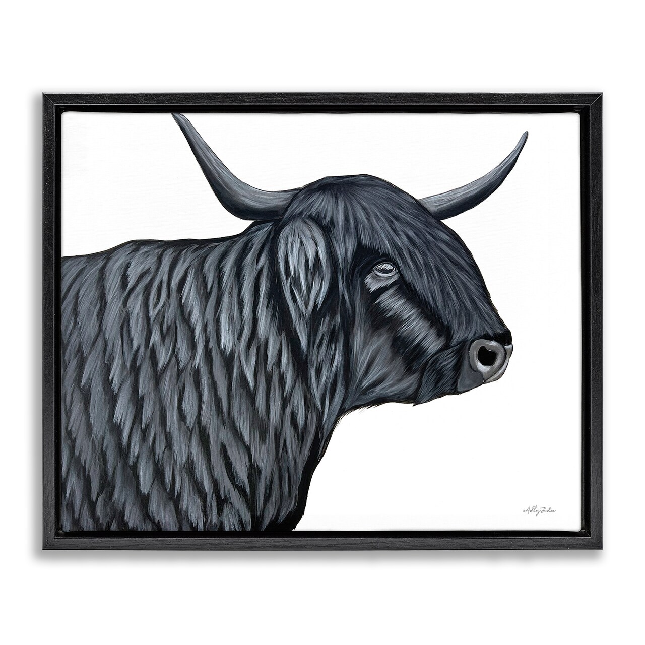 Stupell Industries Filmore Black Bull Portrait Floating Frame, design by Ashley Justice